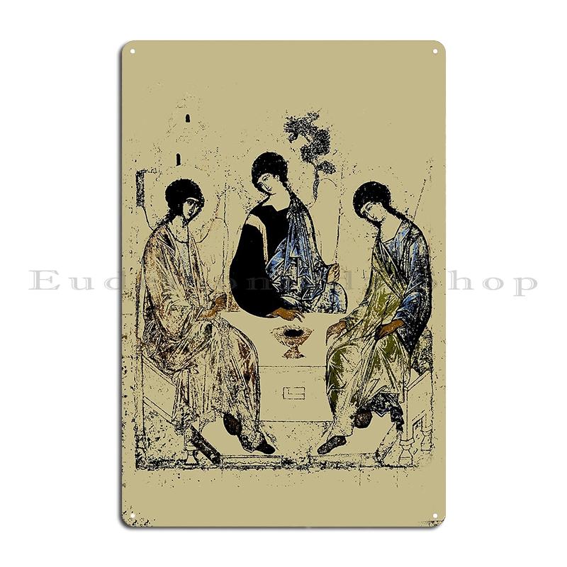 Heilige Drie-eenheid Schilderij Rublev Drie-eenheid Metalen Bord Designer Ontwerpen Decoratie Club Poster Tinnen Bord Poster