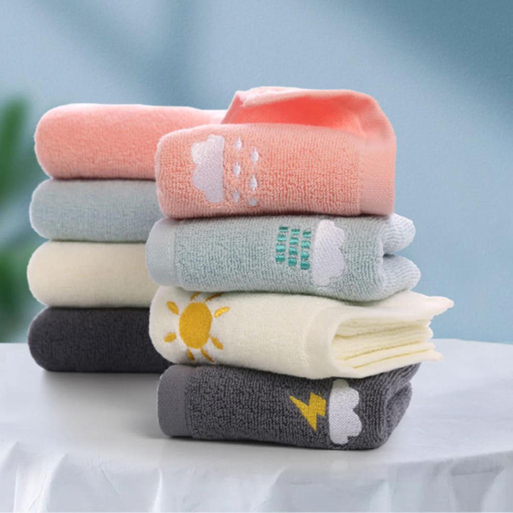 1/4 Stück Ultraweiches Baumwolltuch - Schnelltrocknend, Saugfähig mit Wetteremblem-Stickerei, Geeignet für den täglichen Heimgebrauch