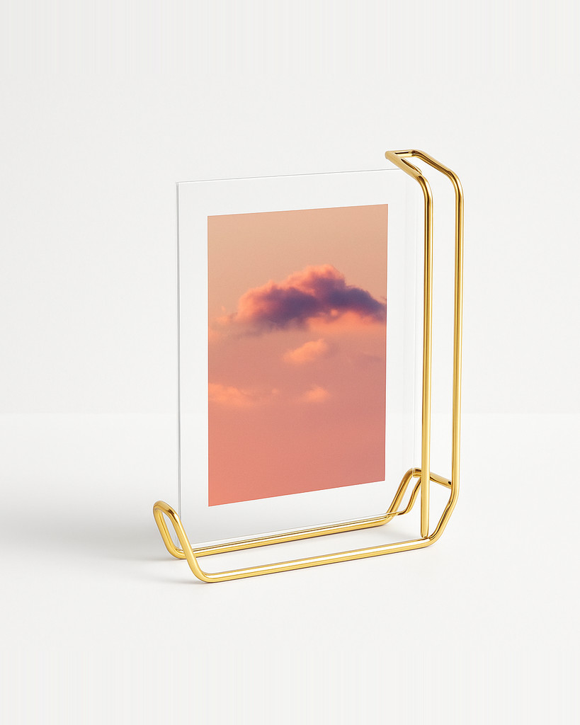 Metalowa ramka na zdjęcia Szkło o wysokiej przejrzystości Artykuły domowe Nowoczesny pulpit do wyświetlania obrazów Kreatywne przechowywanie