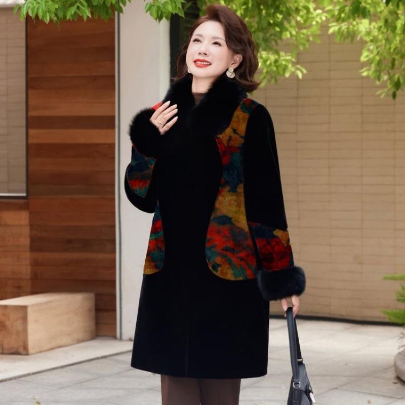 Winter Women's Coat Noble Thickened Medium Mother Mink Velvet Coat Winter Clothing Medium and Long Clothes