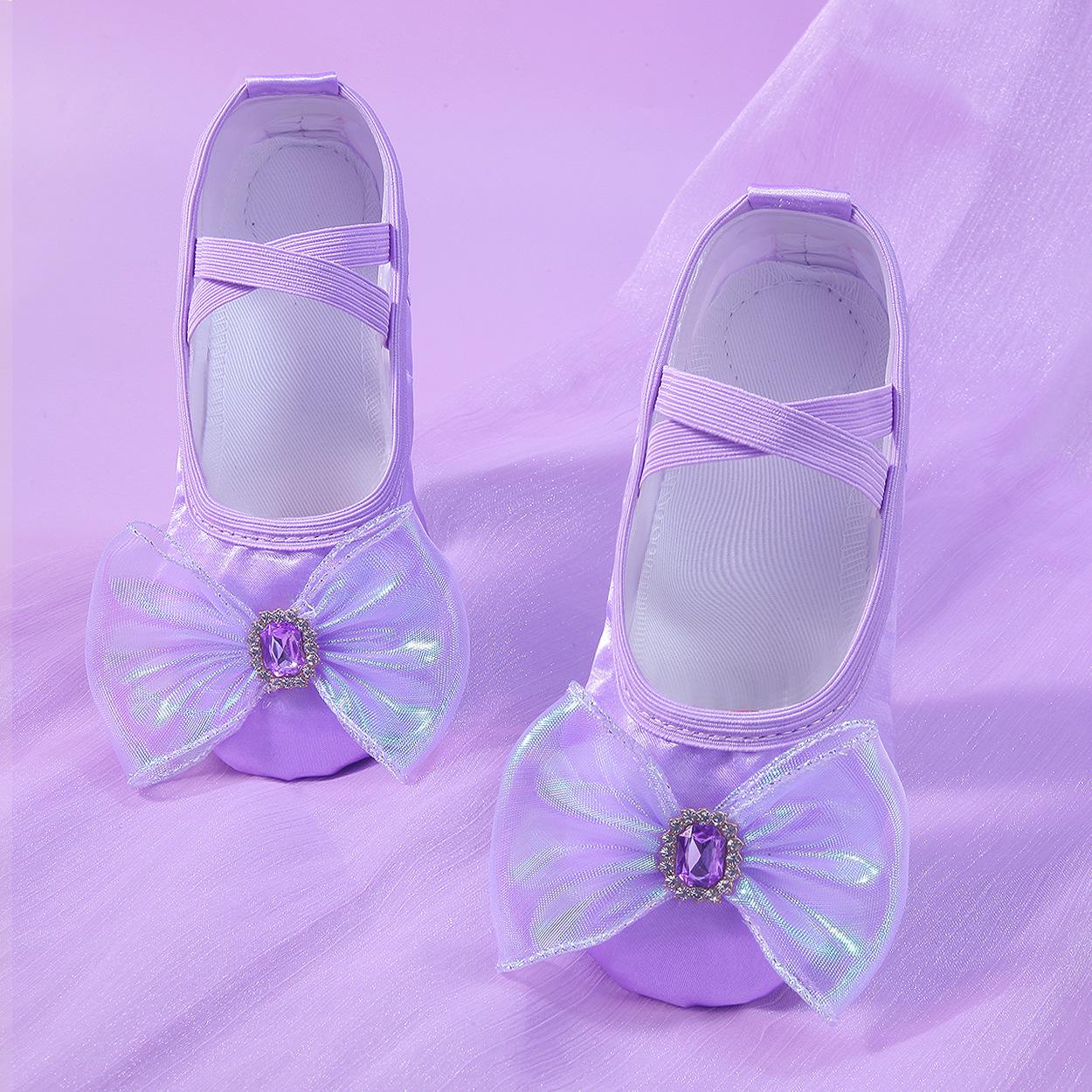 

Туфли для танцев для девочек с бантом, мультяшные, детские, профессиональные, с мягкой подошвой, детские, для балета, йоги, для малышей 23