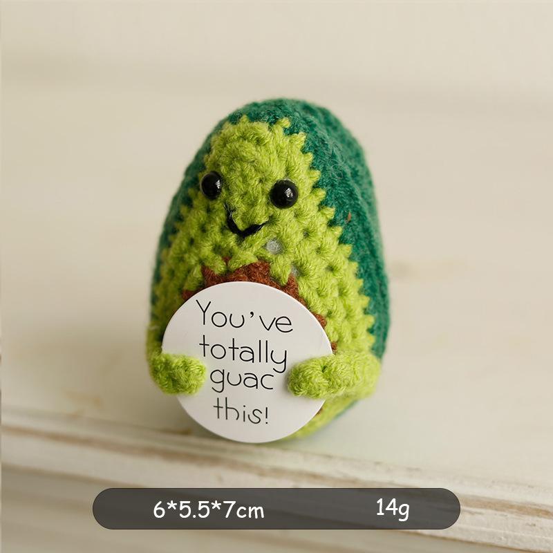 Mini Positive Energy Potatoes Hug Pocket Handmade Plush Wool Knitting Doll With Card Funny Christams Gifts Home Room Decoration