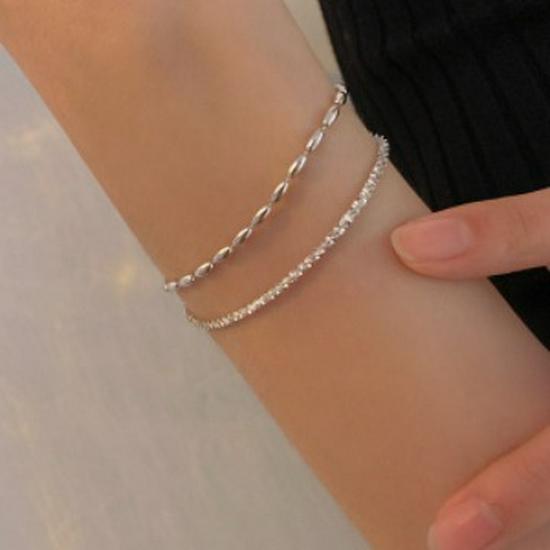 Handmade Baby's Breath Beaded Double-Layer Bracelet - High-End Cold Style for Girls
