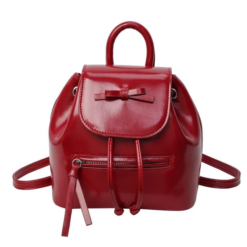 

Портативные яркие однотонные рюкзаки из искусственной кожи для женщин, простые, высококачественные, компактные, крутые, маятниковые, универсальные