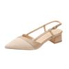 French bag head sandals new pointed toe nude high heels not tired feet summer women's shoes thick heel single shoes 5cm