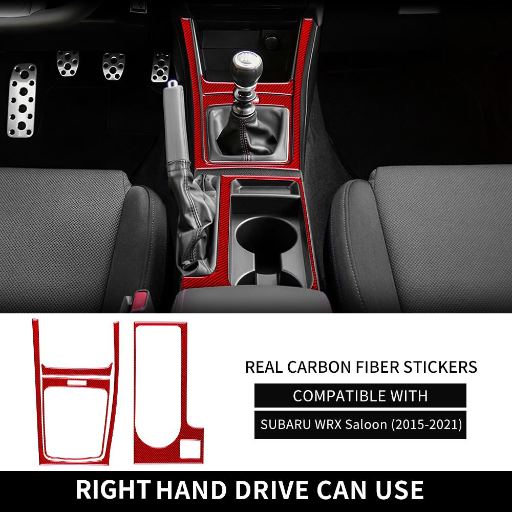 Real Soft Carbon Fiber For Subaru WRX 2015 2016 2017 2018 2019 2020 2021 Car Gear Shifter Panel Frame Interior Trim Cover 4pcs.