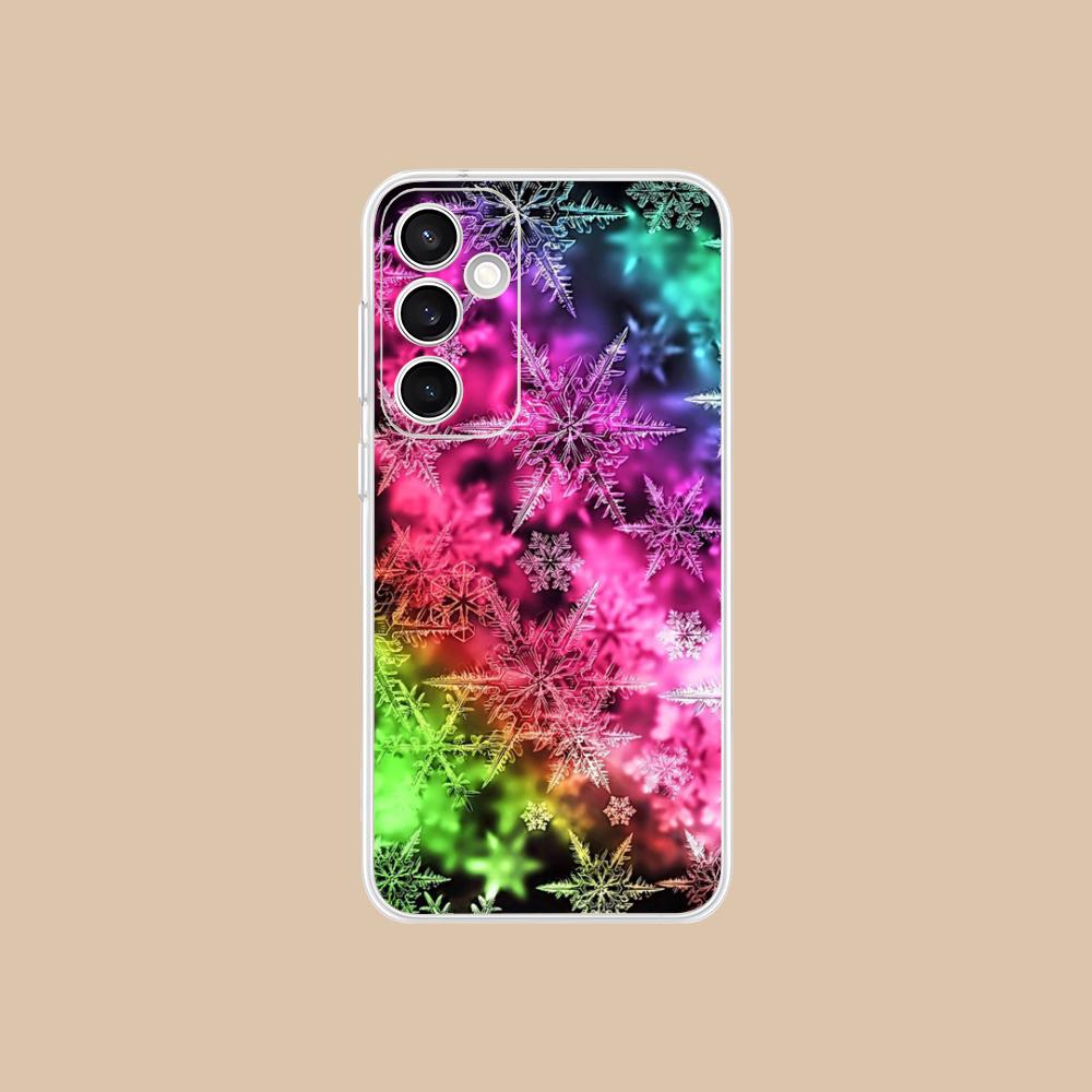 Winter Snowflake Mobile Cell Phone Case for Samsung Galaxy S25 S24 S23 S22 S21Plus FE Ultra Clear Colorful Cover Pretty Cover