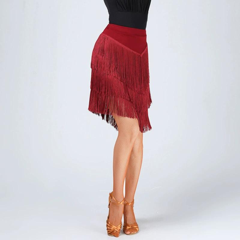 

Юбка для латинских танцев, тренировочный костюм, женская взрослая юбка на половину тела, юбка с кисточками, нижнее белье, танцевальный костюм для соревнований M
