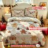 3-teiliges Bettwäsche-Set Weihnachtlicher Lebkuchenmann Weihnachtsbaum Hütte Xmas Bettwäsche-Set Feiertags Schlafzimmer Dekoration