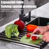 Foldable Sink Drying Rack Detachable Metal Tube Drying Rack with Silicone Cuttable Edge Dish Drying Rack for Kitchen Countertop