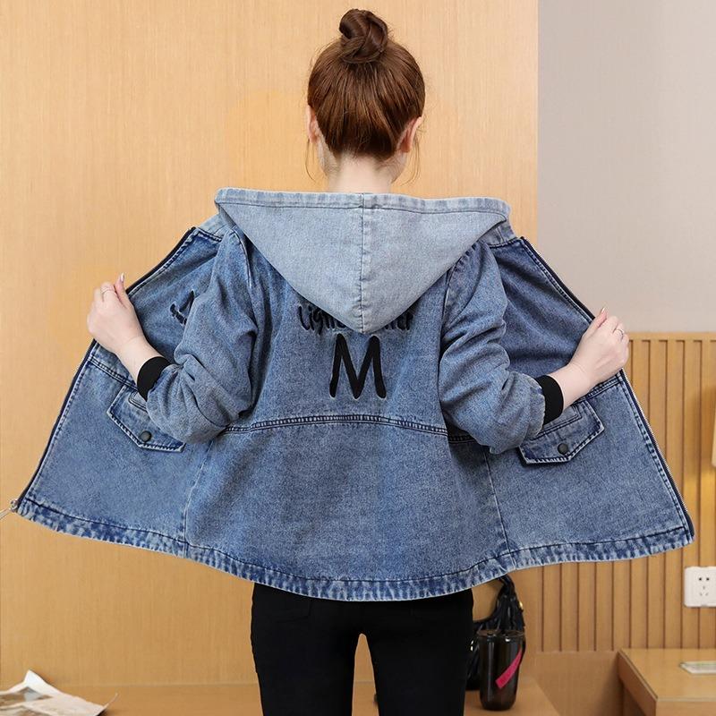 Retro Hooded Baseball Jersey Denim Jacket Women's Spring and Autumn New High-end Loose and Thin Jacket Top
