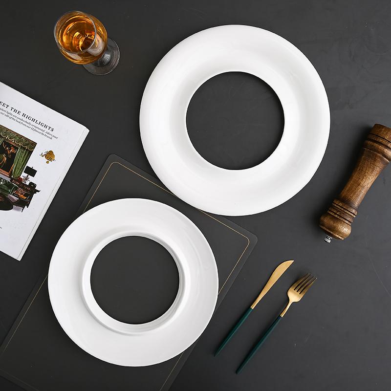 White Round Ceramic Dining Plate Sushi Plate Dim Sum Dish Dessert Bowl Sashimi Plates Fruit Bowl Cake Pan Pastry Plates Tray