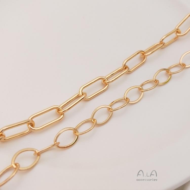14K Gold-Filled Chunky Chain for DIY Bracelets and Necklaces - Durable, Color-Preserving European & American Style.