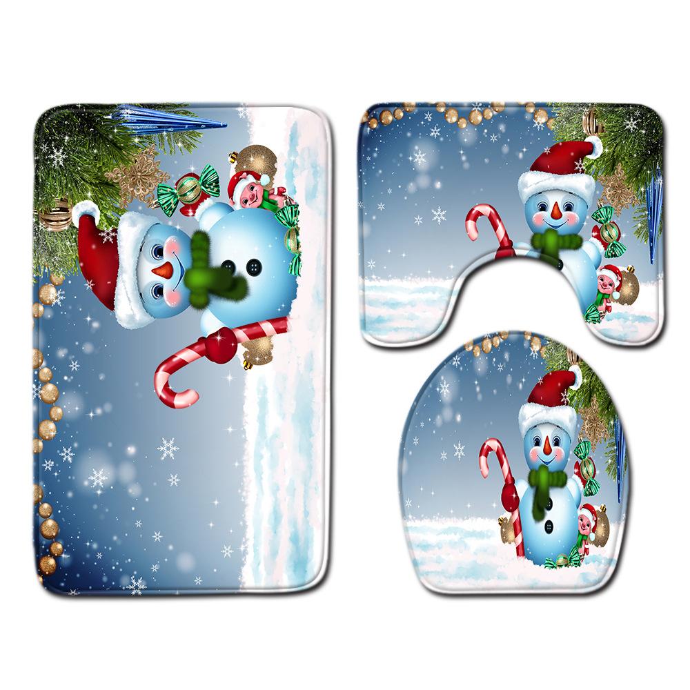 

Рождественский коврик для ванной, туалетный трехпредметный набор 45cmx75cm