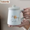 111ml Ru Kiln Horse Filter Tea Separator Cup Aesthetic Tea Mug With Infuser Handgrip Cups Tea Maker Office Water Cup Drinkware