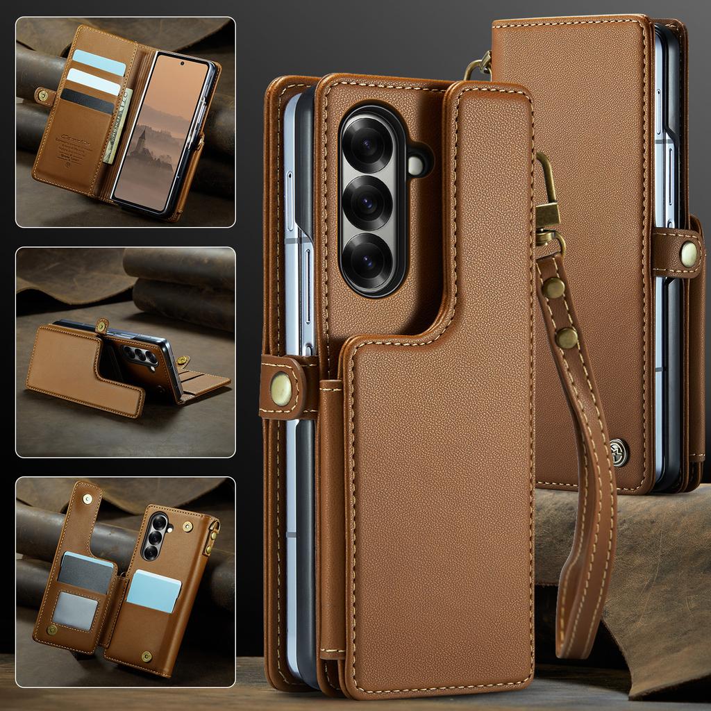 For Samsung Galaxy Z Fold7 5G Case with RFID Blocking 5 Card Slots CASEME C22 Leather Back Cover