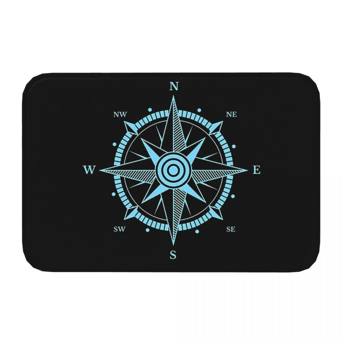 

Anchor Bath Mat Nautical Compass Card Sailor Captain Door Flannel Rug Entrance Home Decor 40x60cm