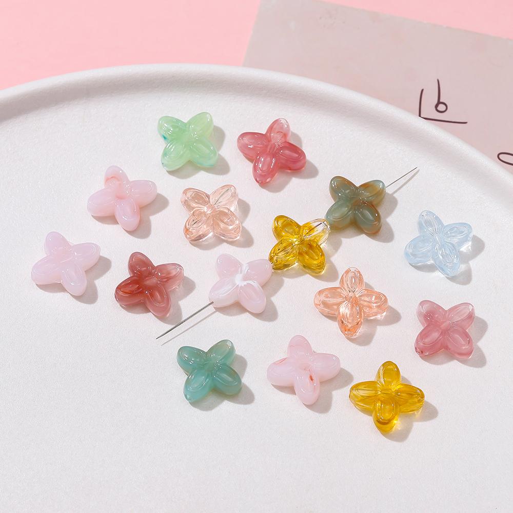 10pcs/Lots Colored Acrylic Flower Shaped Beads Spacer Loose Beads for DIY Necklace Bracelet Phone Chain Jewelry Making Supplies