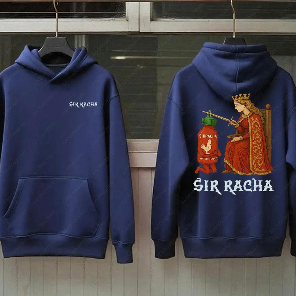 Sir Racha Man Woman 2 SidedHoodies Sri Racha Medieval Art Pullover Sriracha Fan Merch Retro Medieval Graphic Sweatshirt Hoodie