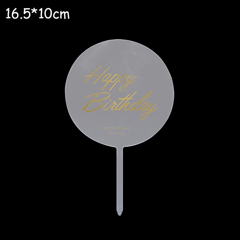 Creative Happy Birthday Acrylic Metal Cake Topper for Birthday Cake Decoration Cake Toppers Flags Wedding Birthday Party Decor
