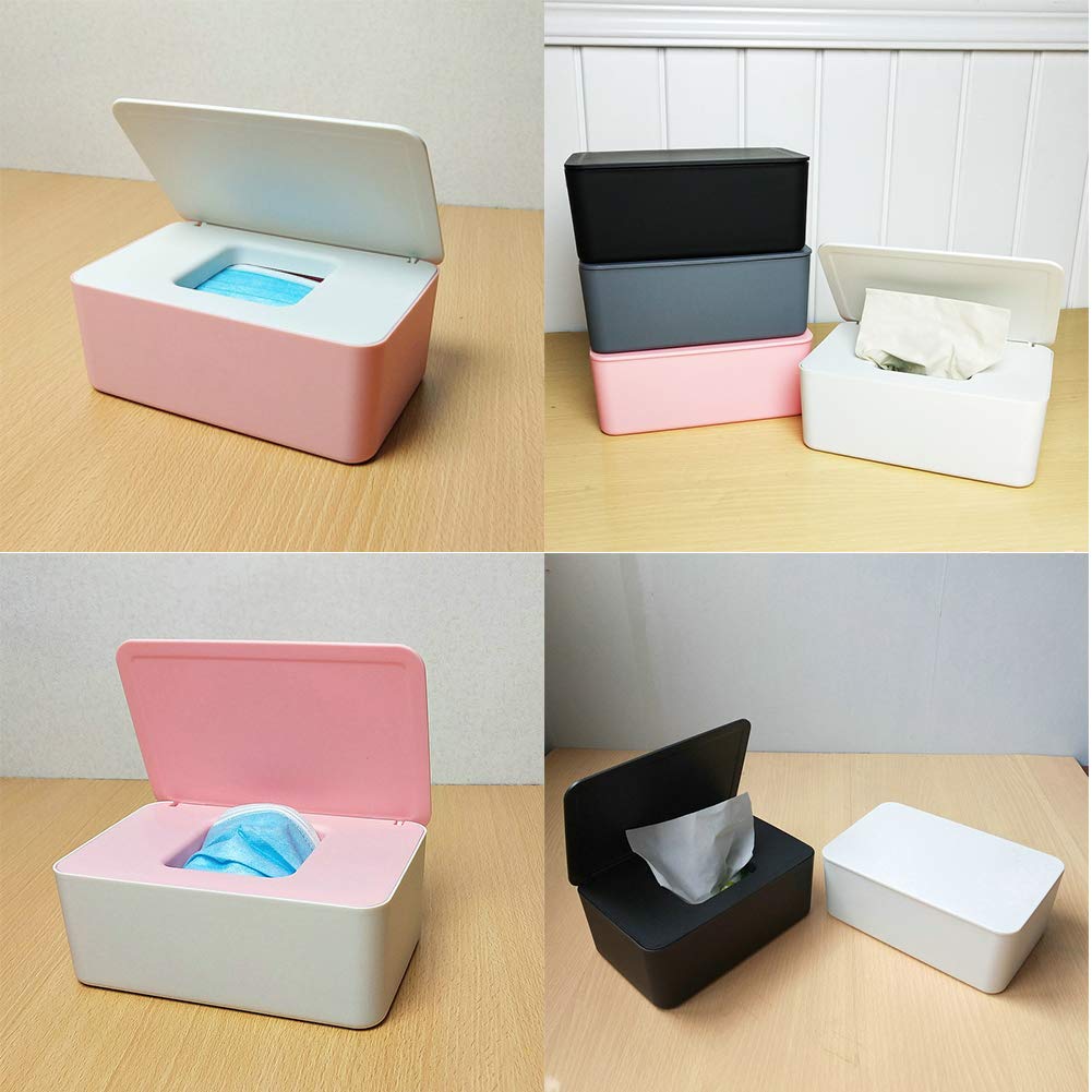 Baby Wipes Dispenser, Baby Wipes Case Holder Keeps Diaper Wipes Fresh Non-Slip Wipe Container Three-Layer Seal Design Prevent Moisture Loss (Pink)
