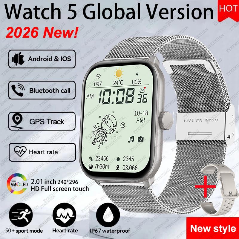 New Watch 5 Smart Watch Women AMOLED Screen Fitness Tracker Heart Rate ECG Waterproof GPS Track Call Smartwatch For iOS Android