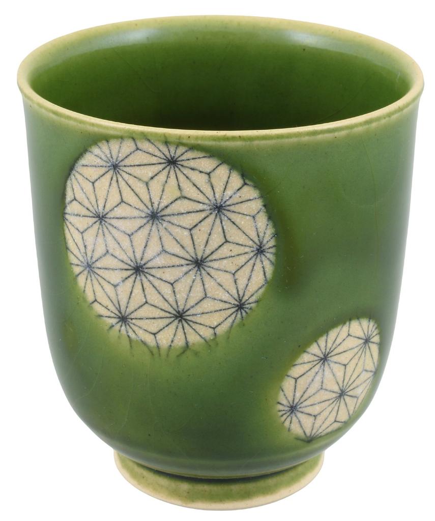 Seto Ware Efu Kiln Approximately 240ml Oribe Asanoha Made in Teacup, Large, Capacity, Green, Pattern, Japan, 027-0009