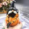 Halloween Pumpkin Gnomes with Witch Hat Miniature Ornament Resins Craft Figurine Ornament for Home Garden Decoration