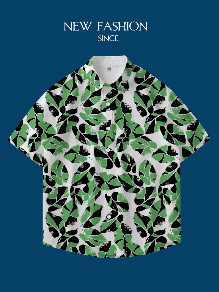Hawaii Thailand Ins Port Style Retro Flower Shirt Thin Couple Shirt Top Loose Short Sleeve Shirt Men'S Trend