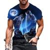 Fashion Men's Crew Neck Short Sleeve 3D Casual Color Printing Casual Short Sleeve Crew Neck T-Shirt
