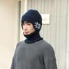 Unisex Warm Fleece Lined Knitted Hat Set for Men Winter Cycling Windproof Cold Proof Large Brim Woolen Overhead Accessory