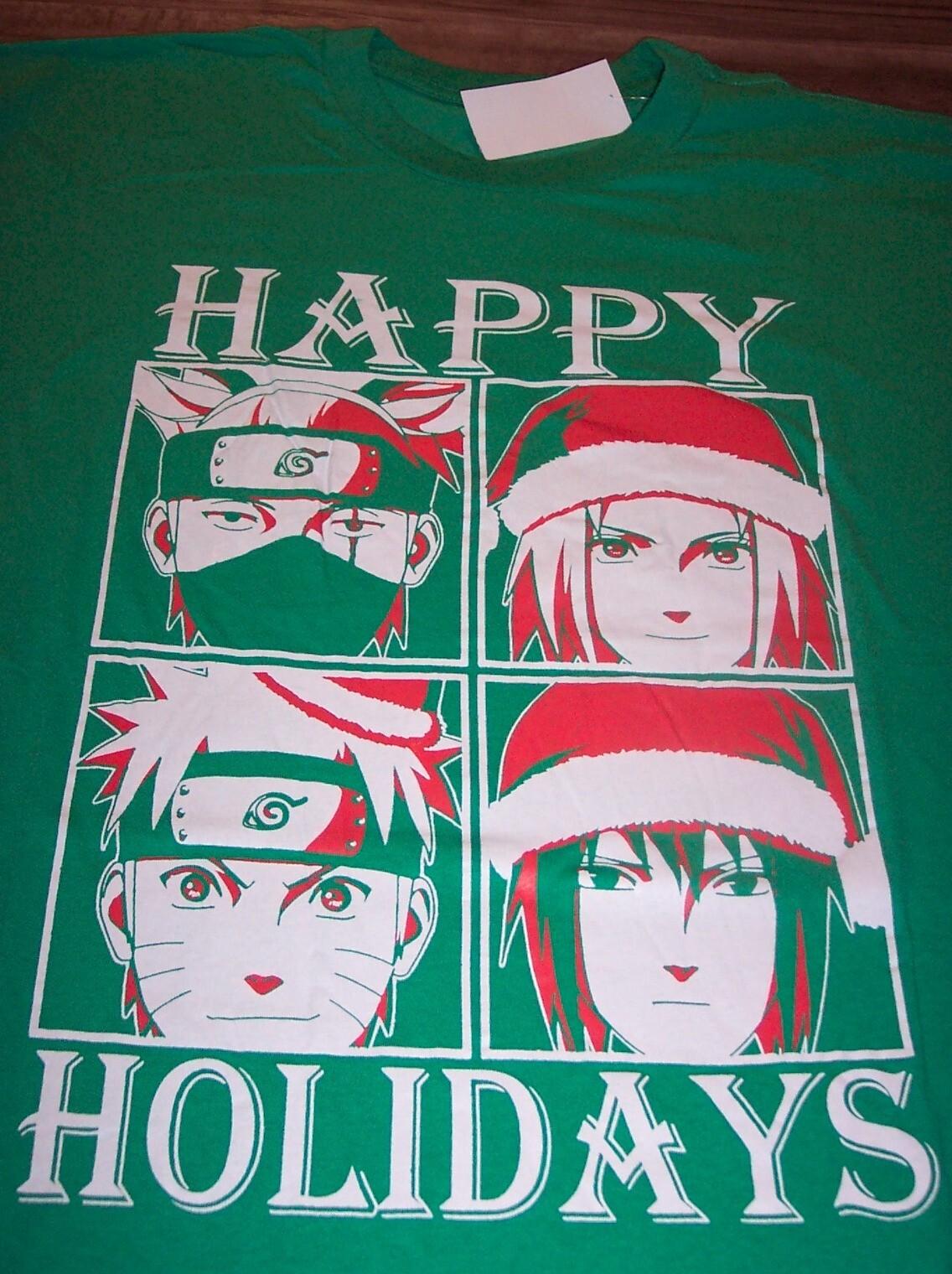 Shonen Jump NARUTO Shippuden Anime Christmas Holidays T-shirt MENS MEDIUM NEW XXL