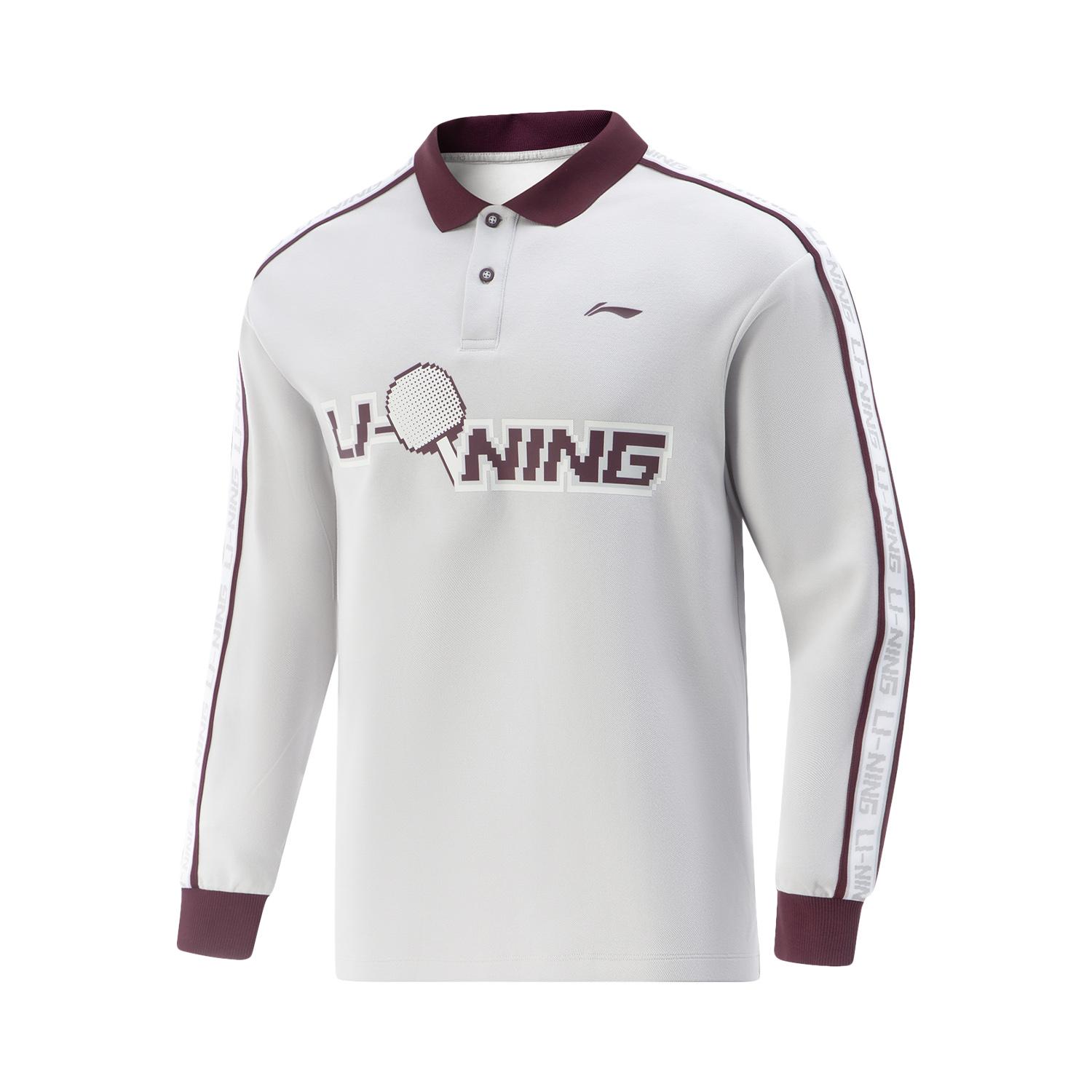 

Серия для настольного тенниса Li Ning Спортивный повседневный минималистичный пуловер с цветными блоками, рубашка-поло с длинным рукавом, унисекс топы, светло-серый APLV415-3 M