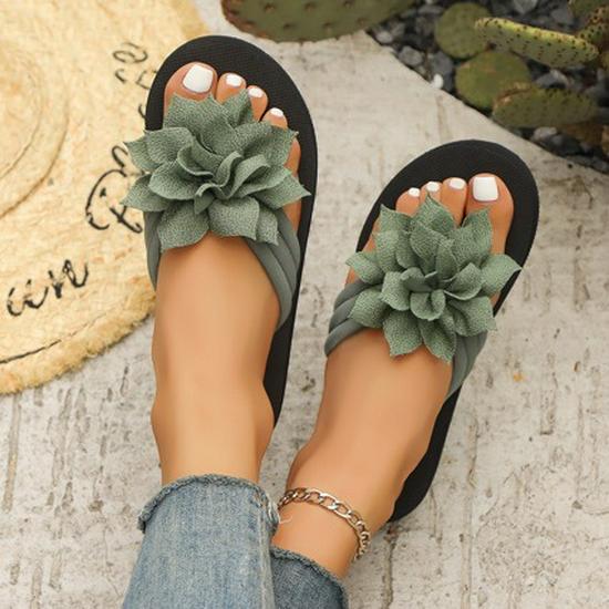 2026 Plus Size Women's Floral Toe Post Flip-Flops: Unisex Summer Sandals