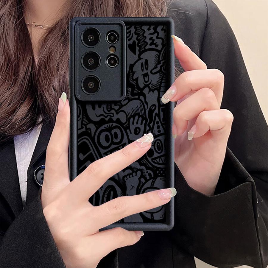 Super Cool Black Graffiti Soft Shell Phone Case for Samsung Galaxy S24 Plus S22 S20 S21 S23 FE S25+ S25 Ultra S24+ S22+ S23+