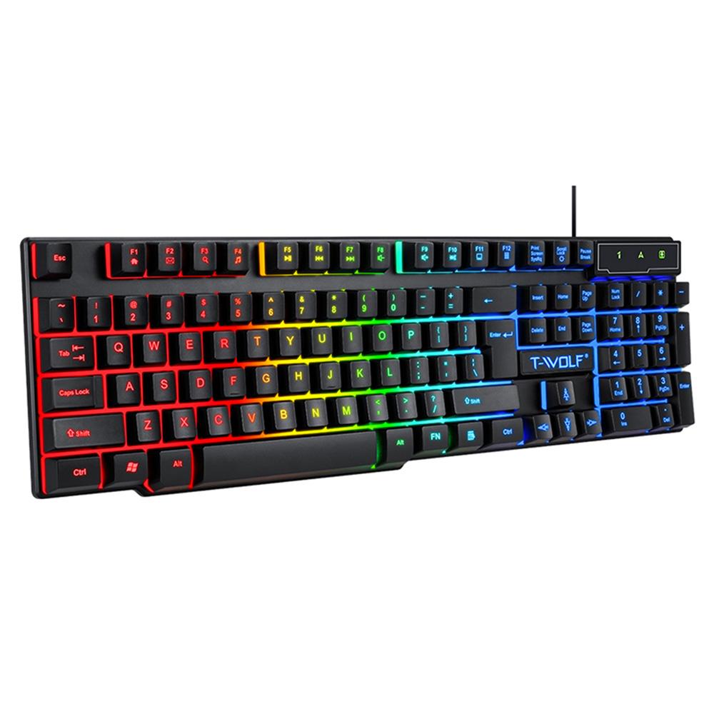 TF800 Four-Piece Gaming Combo, 104 Keys Gaming Keyboard with   Backlight, Comfortable Mouse,   Mic, Large Mouse Pad, 3.5mm Gaming Heads