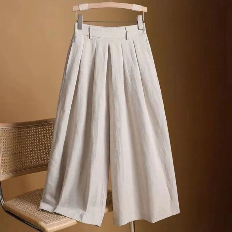 

Women s High Waist Cotton Linen Wide Leg Pants - Slimming, Loose Fit, Summer Casual Style M (85-105 jin)
