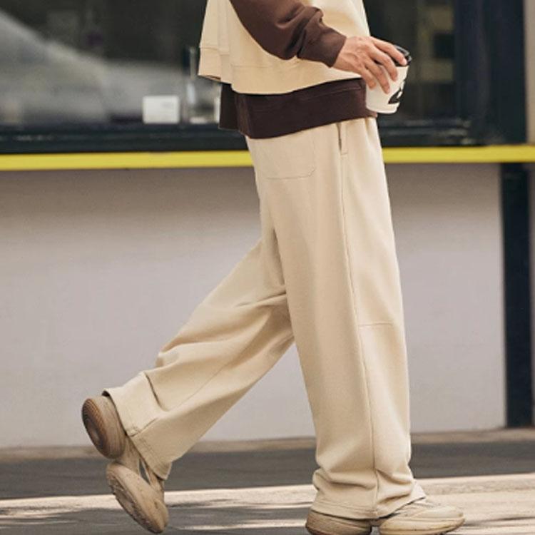 Li Ning Casual Loose Mid Waist Straight Leg Knitted Sports Pants Unisex Pants Milk-Brown AKLTC53-2