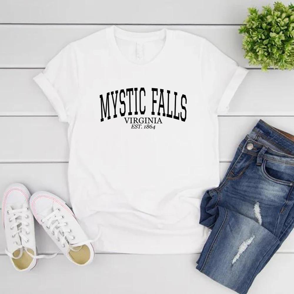 Mystic Falls Virginia Est1864 Shirt Gift for Vampire Fan Unisex Short Sleeve T-shirts Salvatore Brothers Shirt Streetwear Tops