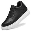 Men's Autumn White Cowhide Sneakers: New Fashion, Thick Sole, Hidden Height Boost, Breathable Round Toe Sports Design
