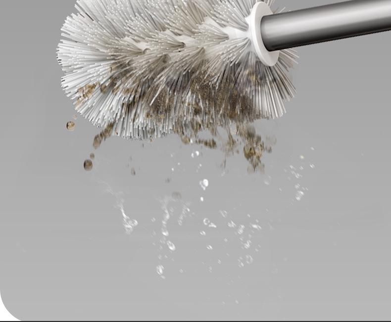 Wall-Mounted Toilet Brush with Long Handle - No-Punch Installation, No Dead Corners, Bathroom Cleaning Set