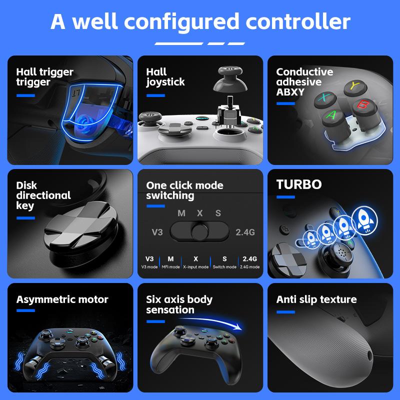 Controller wireless per giochi mobili G6 con grilletto Hall e joystick Hall che supporta switch/PC/Android/iOS