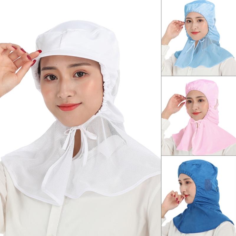 Breathable Work Hat with Adjustable Strap Protective Hair Net Hat for Chefs and Workers Dustproof Factory Workshiop Hat