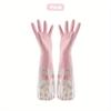 Dishwashing Gloves Household Chore Splicing Sleeve Waterproof Gloves Plush Elastic Band Mouth Rubber Gloves