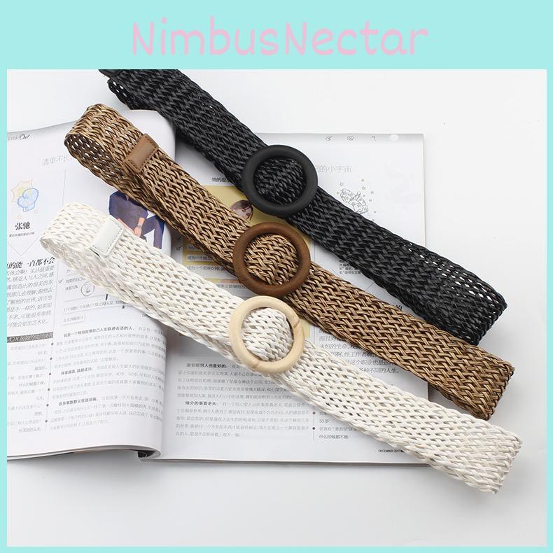 Female Organic Fabric Belt With Wooden Closure For Summer Wear And Lounge Outfits