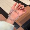 Handmade Natural Rose Quartz Square Bead Bracelet Women Delicate Pink Crystal Jewelry Lightweight Chic Accessory