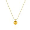 Gold Plated Stainless Steel Herringbone Chain Necklace with Round Dome Pendant for Women