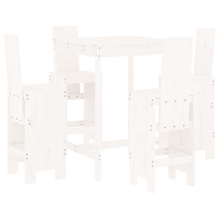 VidaXL 5-piece Garden Bar Set White Solid Pine Wood, Pub Set, Patio Bar Set, Set of 3157770