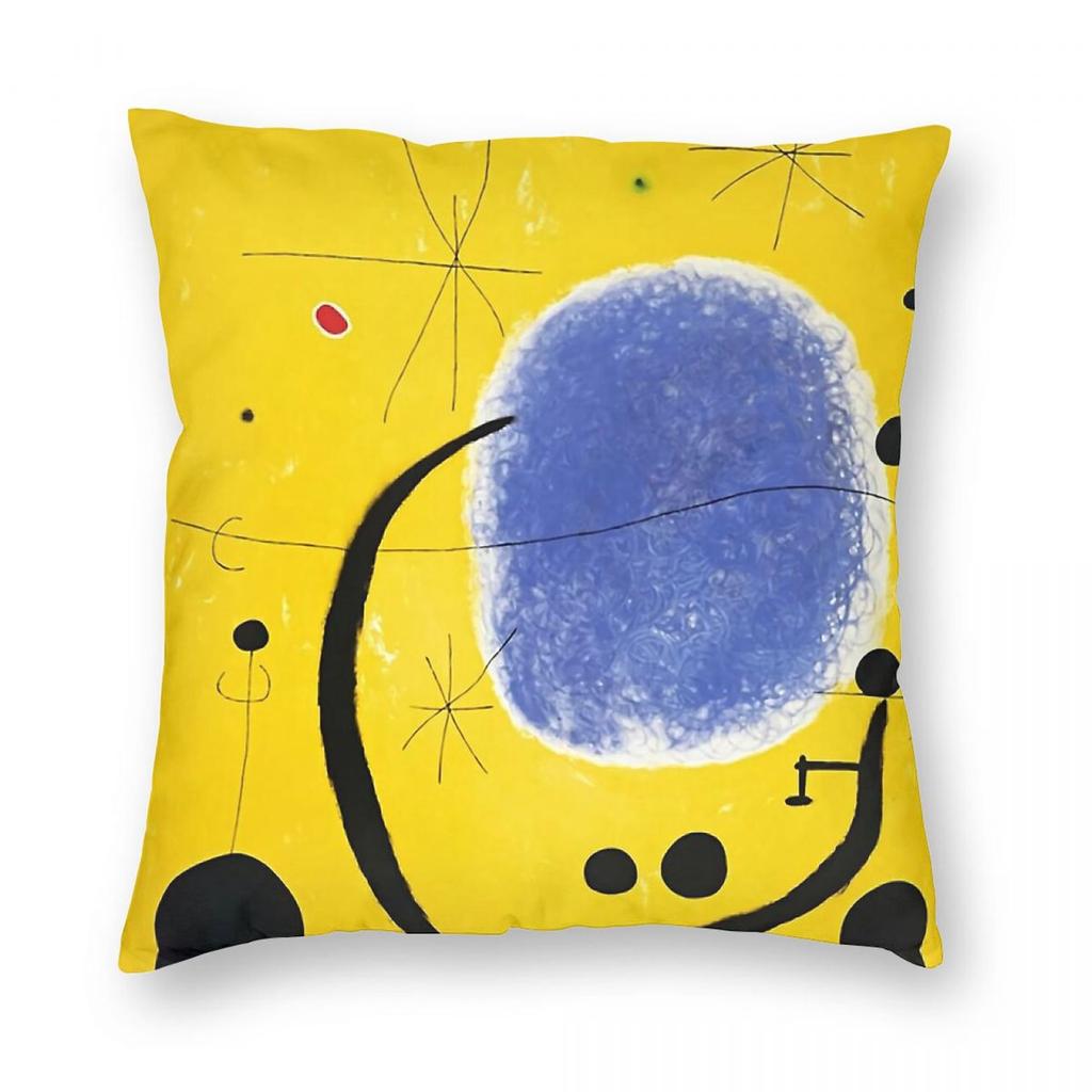 Federa Cuscino Quadrata Joan Miro 40 Poliestere Lino Velluto Fantasia Zip Decorazione Copricuscino Divano