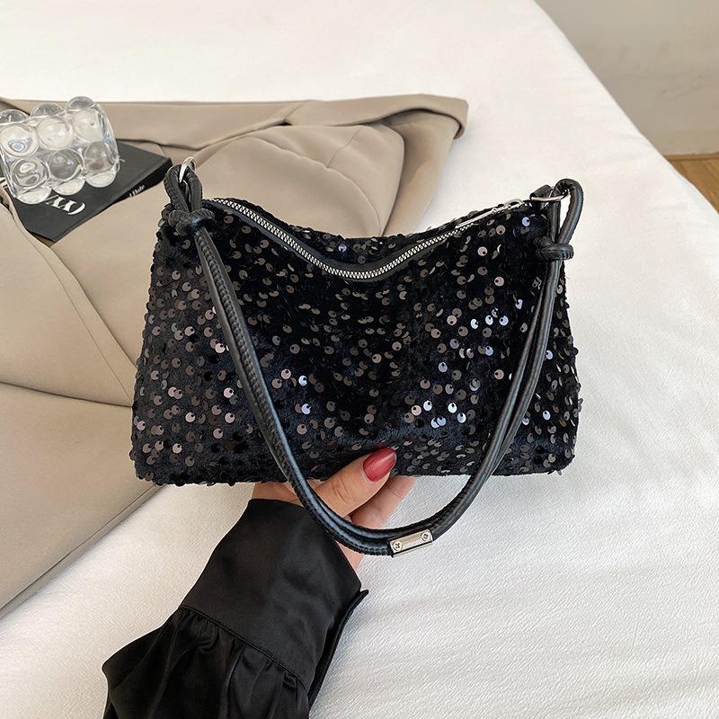 Sequin Shoulder Bag New Texture Casual Personality Simple Messenger Large Capacity Baguette Women's Bag
